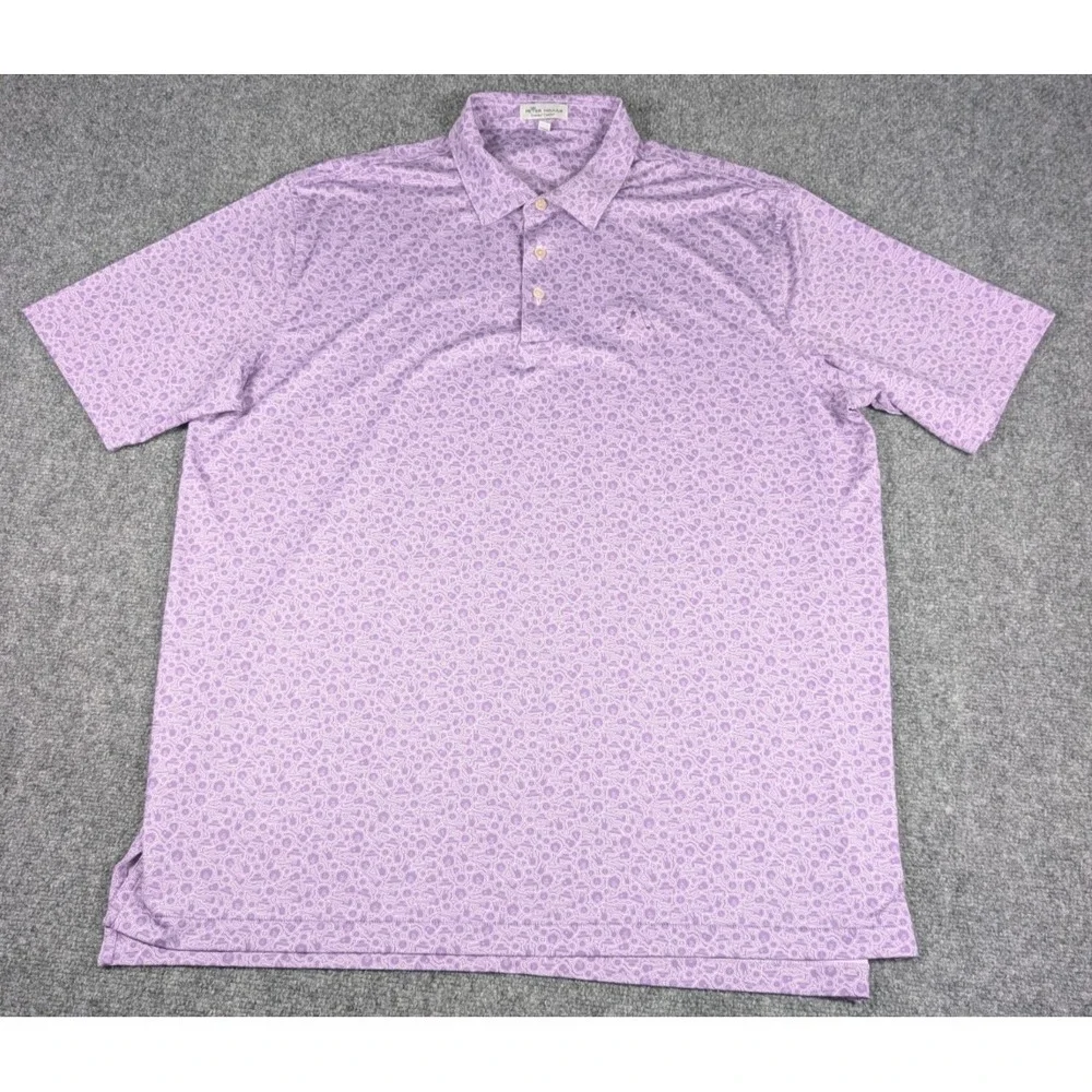 Peter Millar Summer Comfort Polo Shirt‎ Mens XL Purple Haze Jimi Hendrix w/Logo